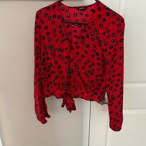 Express red and black blouse